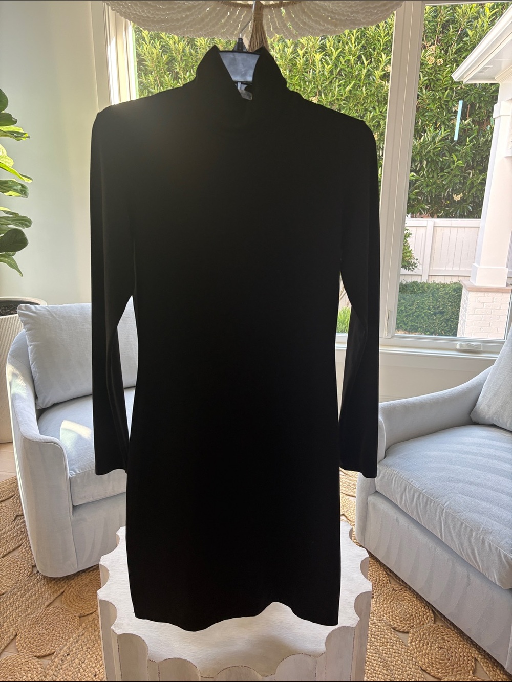 Susana Monaco Black Long-Sleeve Turtleneck Dress